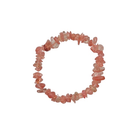 Cherry Quartz Crystal Chip Bracelet Manmade